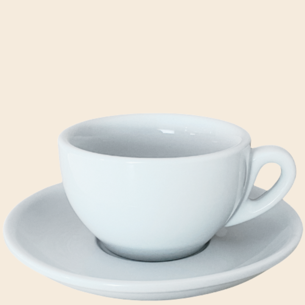 Nuova Point dickwandige Cappuccinotasse PALERMO weiß 200 ml - 6 Ober - und Untertassen