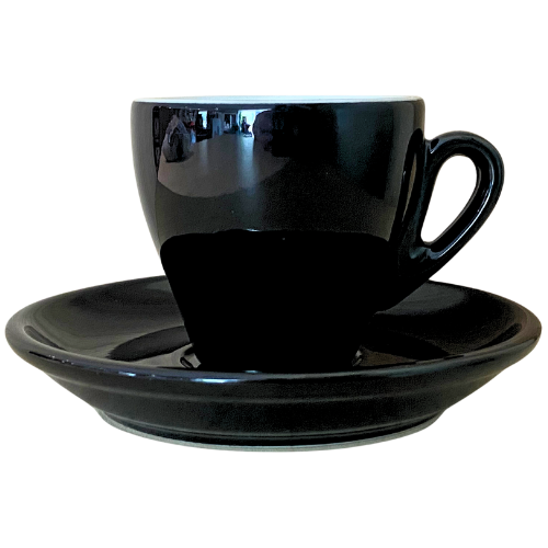 Nuova Point dickwandige Espressotasse MILANO schwarz 65 ml - 6 Ober - und Untertassen
