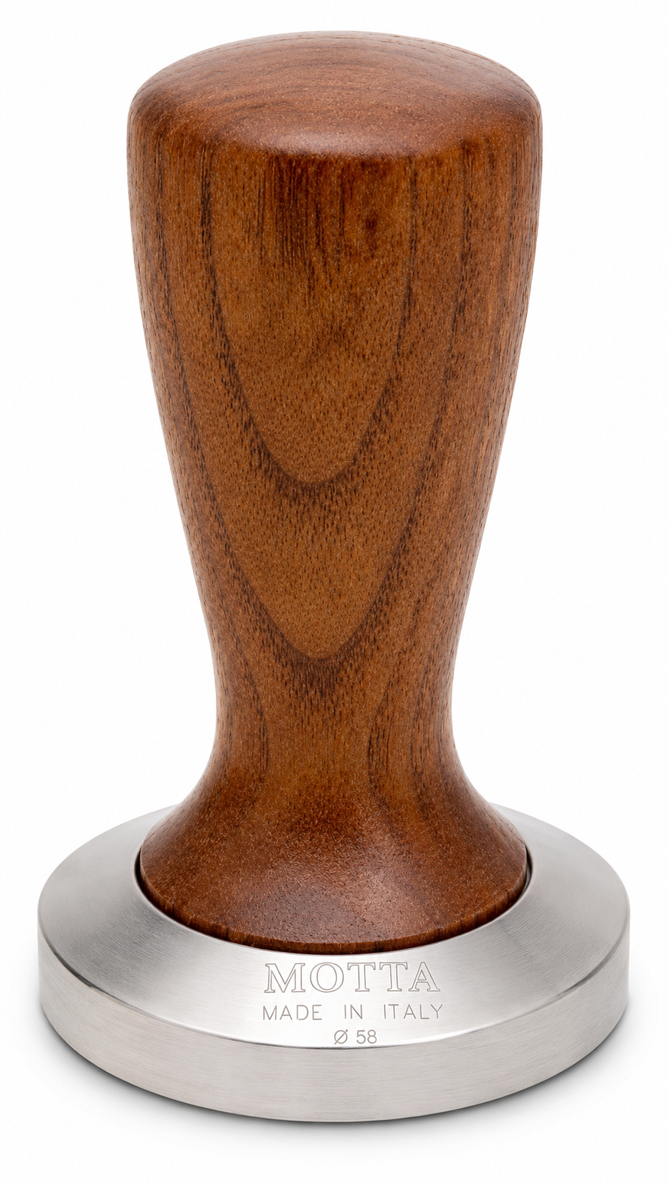 Motta Tamper Slim 58 mm plan Edelstahl - Holzgriff braun