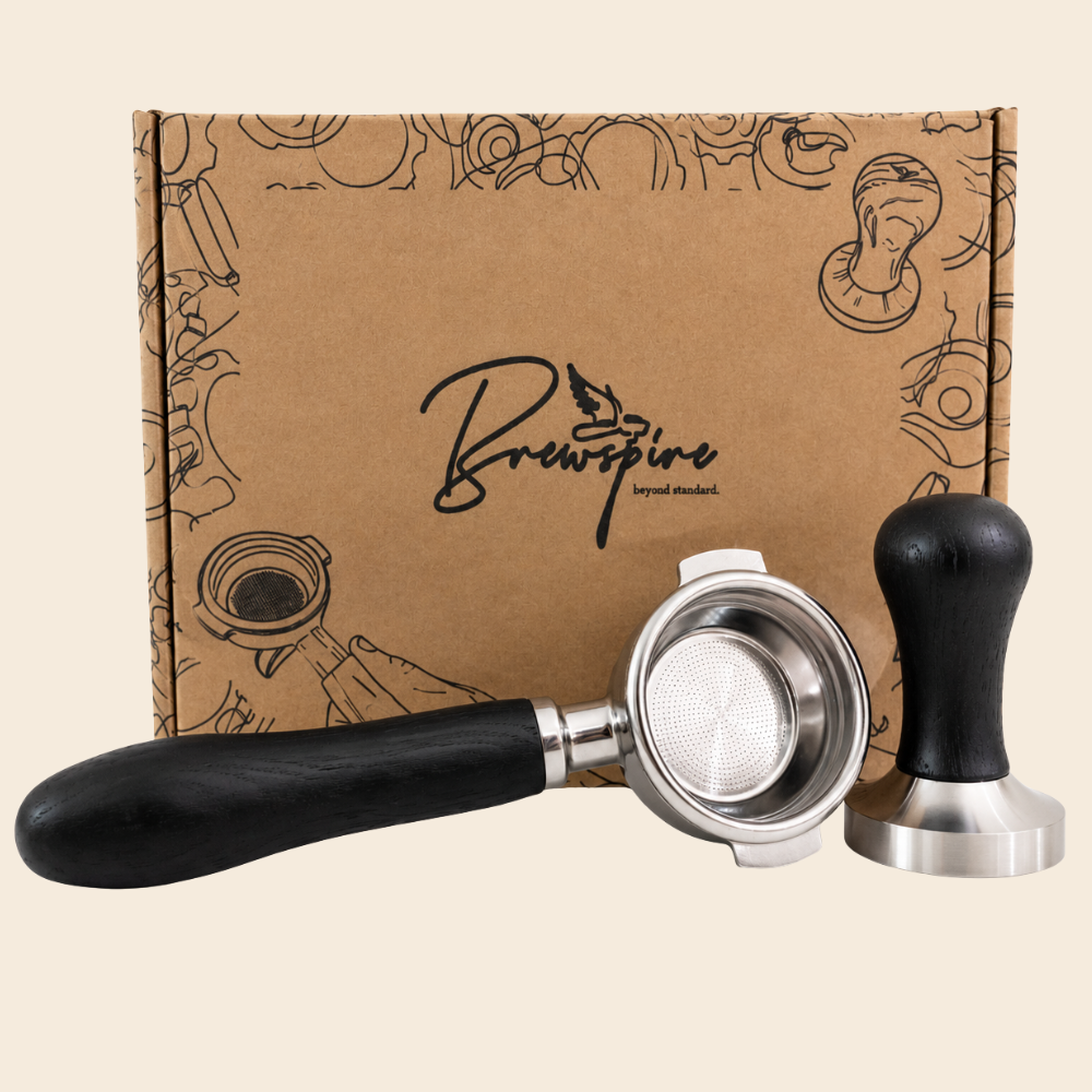 Brewspire Barista Profi Filterträger und Tamper Set schwarz